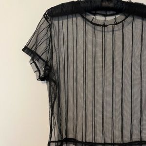 Sheer black crop top.